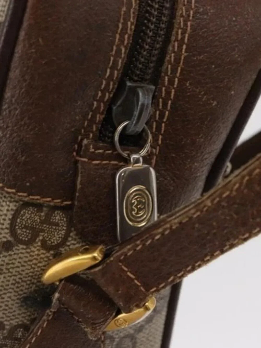 GUCCI GG Supreme Web Sherry Line Bag PVC Beige Gold 56 02 088 Auth ep12756 - Picture 9 of 16